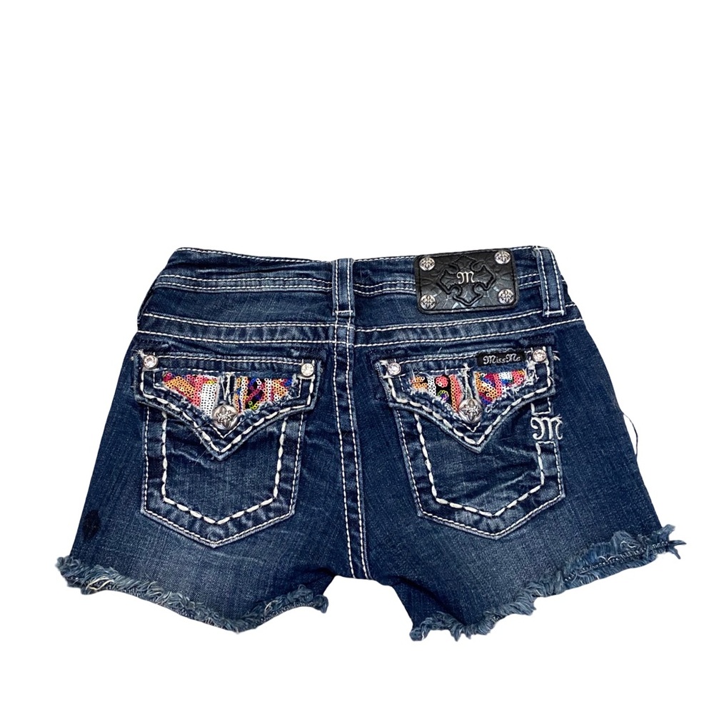 Miss Me JK6364H Girls Size 10 Raw Hem Colorful Sequined‎ Shorts - Picture 2 of 4